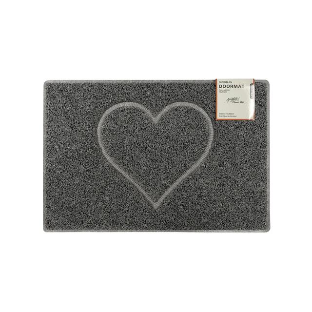 Rackhams Heart Small Embossed Doormat in Grey - Grey - Small - image 1