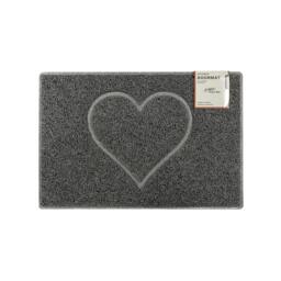 Rackhams Heart Small Embossed Doormat in Grey - Grey - Small - thumbnail 1