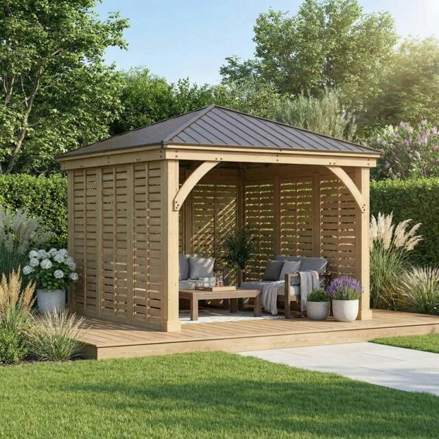Rackhams Yardistry Wooden Gazebo 12ft x 12ft (3.7m x 3.7m) with Triple Wall - image 1