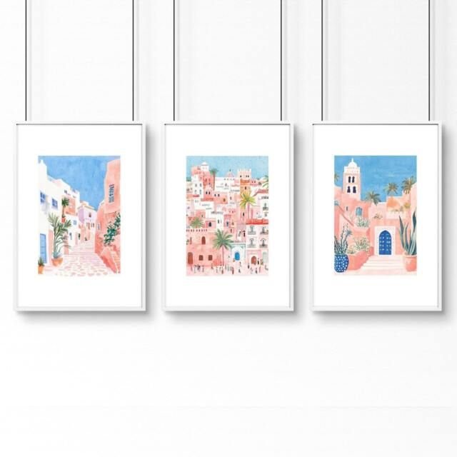 Rackhams Home Decor Living Room Pictures - Set of 3 Beach Decor Wall art Prints - A2 16.54 x 23.39 in / 42 x 59.4 cm - Satin Photo paper 280 gsm - White Frame - image 1