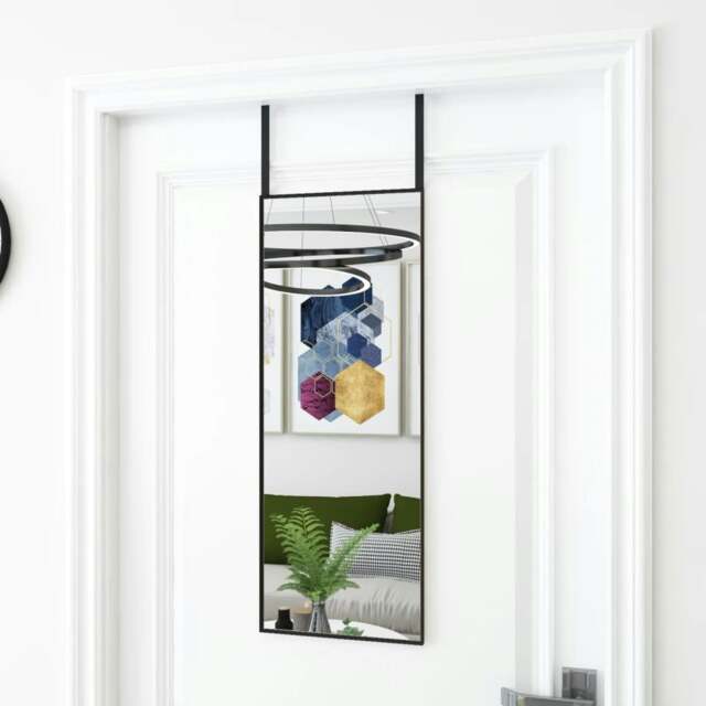 Rackhams Door Mirror Black 30x80 cm Glass and Aluminium