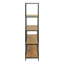 Rackhams Seaford Bookcase with 4 Shelves in Black and Oak - 1 - Black and Natural - Wood - thumbnail 3