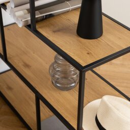 Rackhams Seaford Bookcase with 4 Shelves in Black and Oak - 1 - Black and Natural - Wood - thumbnail 5