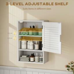 Rackhams Bathroom Cabinet, Wall Mounted Cabinet with Adjustable Shelves, White - 1 - MDF - White - thumbnail 5
