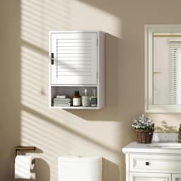 Rackhams Bathroom Cabinet, Wall Mounted Cabinet with Adjustable Shelves, White - 1 - MDF - White - thumbnail 1