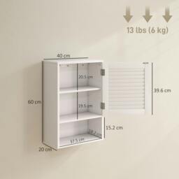 Rackhams Bathroom Cabinet, Wall Mounted Cabinet with Adjustable Shelves, White - 1 - MDF - White - thumbnail 3