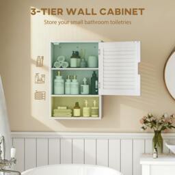 Rackhams Bathroom Cabinet, Wall Mounted Cabinet with Adjustable Shelves, White - 1 - MDF - White - thumbnail 4