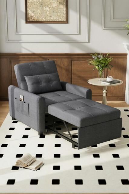 Rackhams Three-in-One Versatile Single Sofa Bed with Pillow - Grey - One Size - image 1