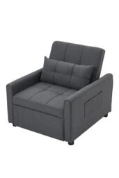 Rackhams Three-in-One Versatile Single Sofa Bed with Pillow - Grey - One Size - thumbnail 3