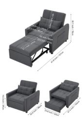 Rackhams Three-in-One Versatile Single Sofa Bed with Pillow - Grey - One Size - thumbnail 6