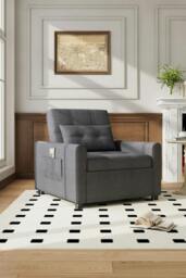 Rackhams Three-in-One Versatile Single Sofa Bed with Pillow - Grey - One Size - thumbnail 2