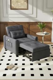 Rackhams Three-in-One Versatile Single Sofa Bed with Pillow - Grey - One Size - thumbnail 1