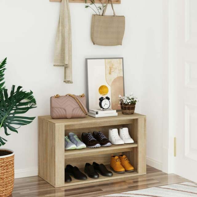 Rackhams Shoe Rack Sonoma Oak 75x35x45 cm Engineered Wood