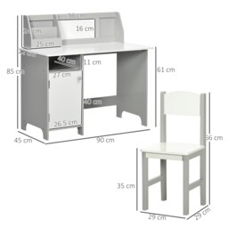 Rackhams Kids Desk And Chair Set 2 PCs Childrens Table And Chair Set Multi Use Toddler Furniture with Whiteboard, Storage - Grey - thumbnail 5