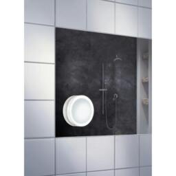 Rackhams Matt White LED Mirror with Suction Cups, 7x Magnification, USB Rechargeable battery for Bathroom Makeup or Shaving - thumbnail 2