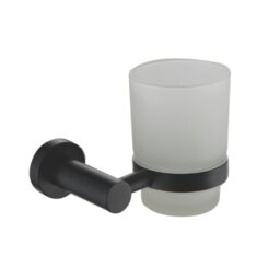 Rackhams Modernity Black Stainless Steel & Frosted Glass Wall Mounted Toothbrush Holder - thumbnail 1