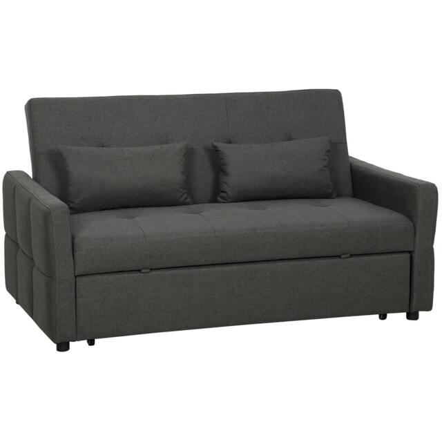 Rackhams Three-Way Two-Seater Sofa Bed - Charcoal Grey