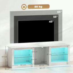 Rackhams 160cm TV Unit w/ LED Lights for 70in TV Modern TV Stand Cabinet - Marble-effect - 1 - 160.0 - thumbnail 3