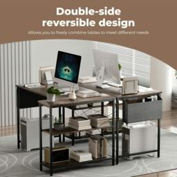 Rackhams L Shaped Gaming Computer Desk Workstation Study Corner Table Home Office - 120cm x 80cm x 75cm - thumbnail 5