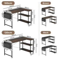Rackhams L Shaped Gaming Computer Desk Workstation Study Corner Table Home Office - 120cm x 80cm x 75cm - thumbnail 3