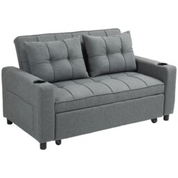 Rackhams 2 Seater Pull Out Sofa Bed with Pockets for Living Room - Light Grey - Polyester - 2 Seater - thumbnail 6