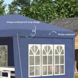 Rackhams 3 x 6m Pop Up Gazebo, Height Adjustable Marquee Party Tent with Sidewalls and Storage Bag, Blue - thumbnail 6