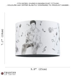 Rackhams Elvis Presley Themed Linen Lampshade with Famous Poses and Guitars Musical Notes - thumbnail 6