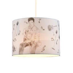 Rackhams Elvis Presley Themed Linen Lampshade with Famous Poses and Guitars Musical Notes - thumbnail 2