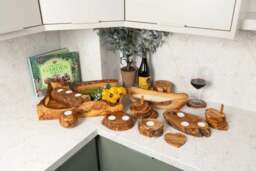Rackhams Olive Wood Rustic Tea Light Holder      - 9cm Dia x 5cm H - Olive Wood - thumbnail 4