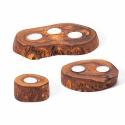 Rackhams Olive Wood Rustic Tea Light Holder      - 9cm Dia x 5cm H - Olive Wood - thumbnail 2