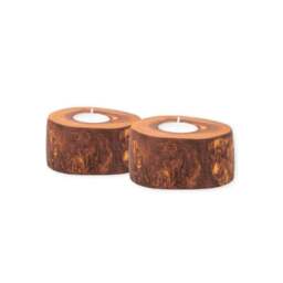 Rackhams Olive Wood Rustic Tea Light Holder&nbsp&nbsp&nbsp&nbsp&nbsp - 9cm Dia x 5cm H - Olive Wood