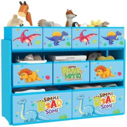 Rackhams 3-Tier Kids Storage Unit with 9 Non-Woven Fabric Boxes for Toys, Books, for Bedroom, Nursery, Blue - Blue