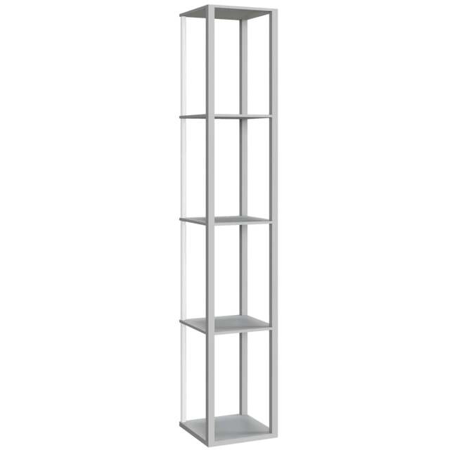 Rackhams RGB LED Floor Lamp with Shelves, Modern Dimmable Standing Lamp with Remote Control, Adjustable Brightness & Speed, Grey