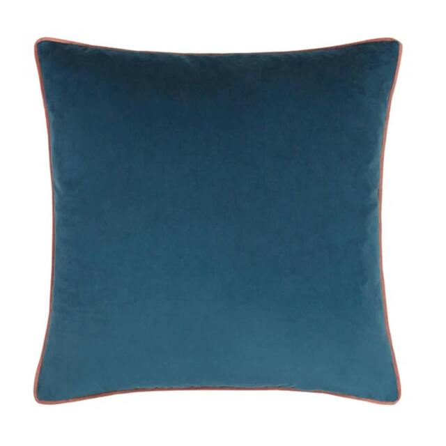 Rackhams Meridian Velvet Cushion Cover - Petrol/Blush - 45cm x 45cm - Petrol/Blush - 100% Polyester - image 1