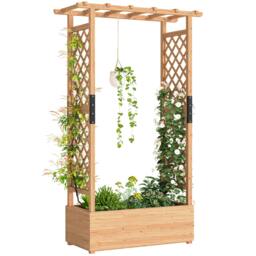 Rackhams Raised Bed for Garden with Trellis, 110 x 44 x 181 cm, Natural - thumbnail 2