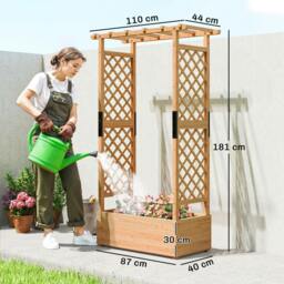 Rackhams Raised Bed for Garden with Trellis, 110 x 44 x 181 cm, Natural - thumbnail 3