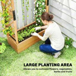 Rackhams Raised Bed for Garden with Trellis, 110 x 44 x 181 cm, Natural - thumbnail 4