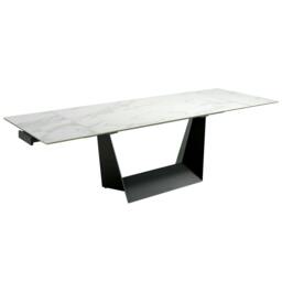Rackhams Rectangular porcelain marble and black steel extending dining table 1014 - thumbnail 2