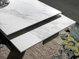 Rackhams Rectangular porcelain marble and black steel extending dining table 1014 - thumbnail 5