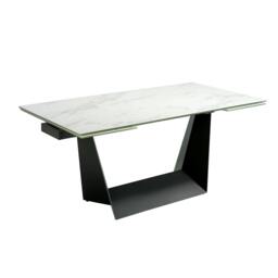 Rackhams Rectangular porcelain marble and black steel extending dining table 1014 - thumbnail 6