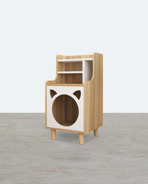 Rackhams Pura Side Table With Pet House, Wood - 50CM - Oak - Oak - image 1