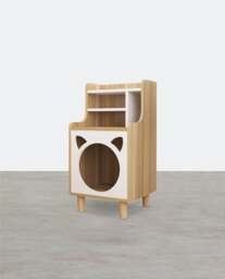 Rackhams Pura Side Table With Pet House, Wood - 50CM - Oak - Oak - thumbnail 1