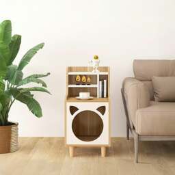 Rackhams Pura Side Table With Pet House, Wood - 50CM - Oak - Oak - thumbnail 3