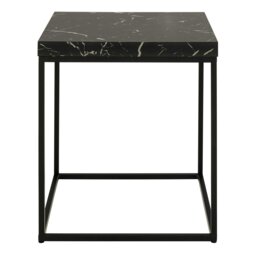 Rackhams Barossa Coffee Table with Black Marble Marquina Top & Black Steel Base 40cm - Black - Black - 40 - thumbnail 2