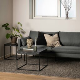 Rackhams Barossa Coffee Table with Black Marble Marquina Top & Black Steel Base 40cm - Black - Black - 40 - thumbnail 3