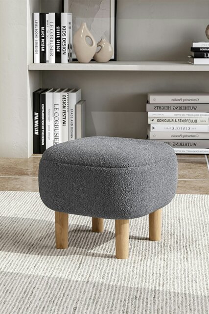 Rackhams Kamar Wide Square Ottoman Footstool - Grey