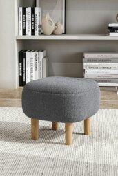 Rackhams Kamar Wide Square Ottoman Footstool - Grey
