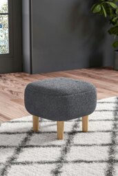 Rackhams Kamar Wide Square Ottoman Footstool - Grey - thumbnail 2