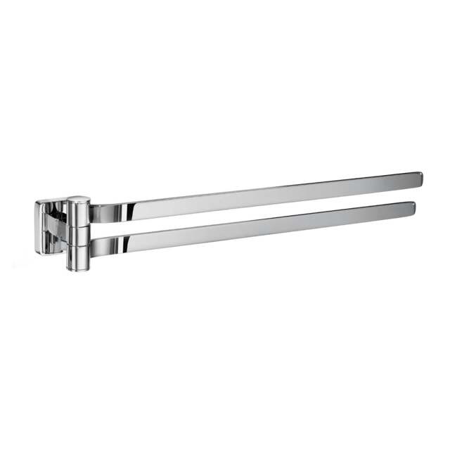 "Rackhams Polished Chrome Swing Arm Double Towel Rail 40cm/15.7"" Wall Mounted with Concealed Screws Bathroom Towel Holder"