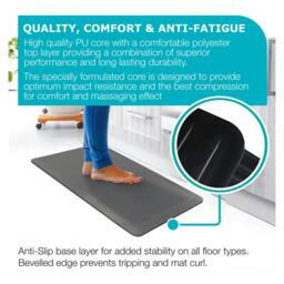 Rackhams Anti-Fatigue Standing Mat –  2cm Thick Ergonomic Non-Slip Floor Comfort Mat – Grey – Multiple Sizes - 50 x 80cm - thumbnail 3